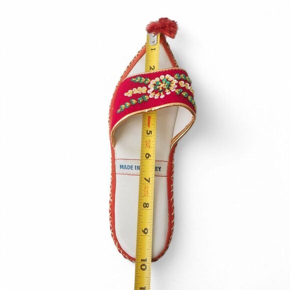 Vintage Turkish Aladdin Handmade Curl Toe Sequins Leather Slippers Women's 7-7.5 - Picture 10 of 10